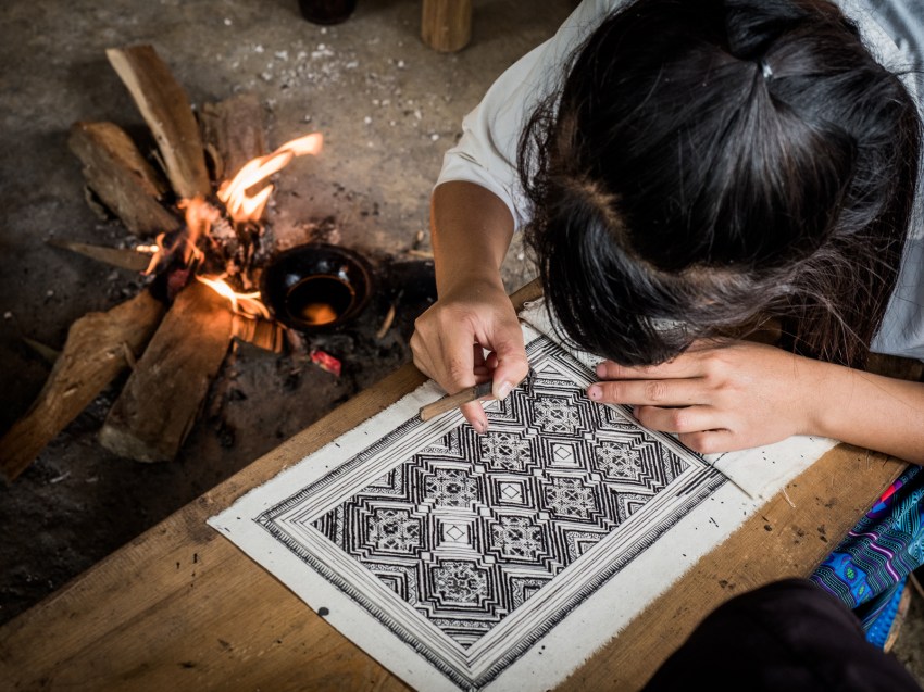batik, main, indigo, portraits ethniques, vietnam, ethnies minoritaire