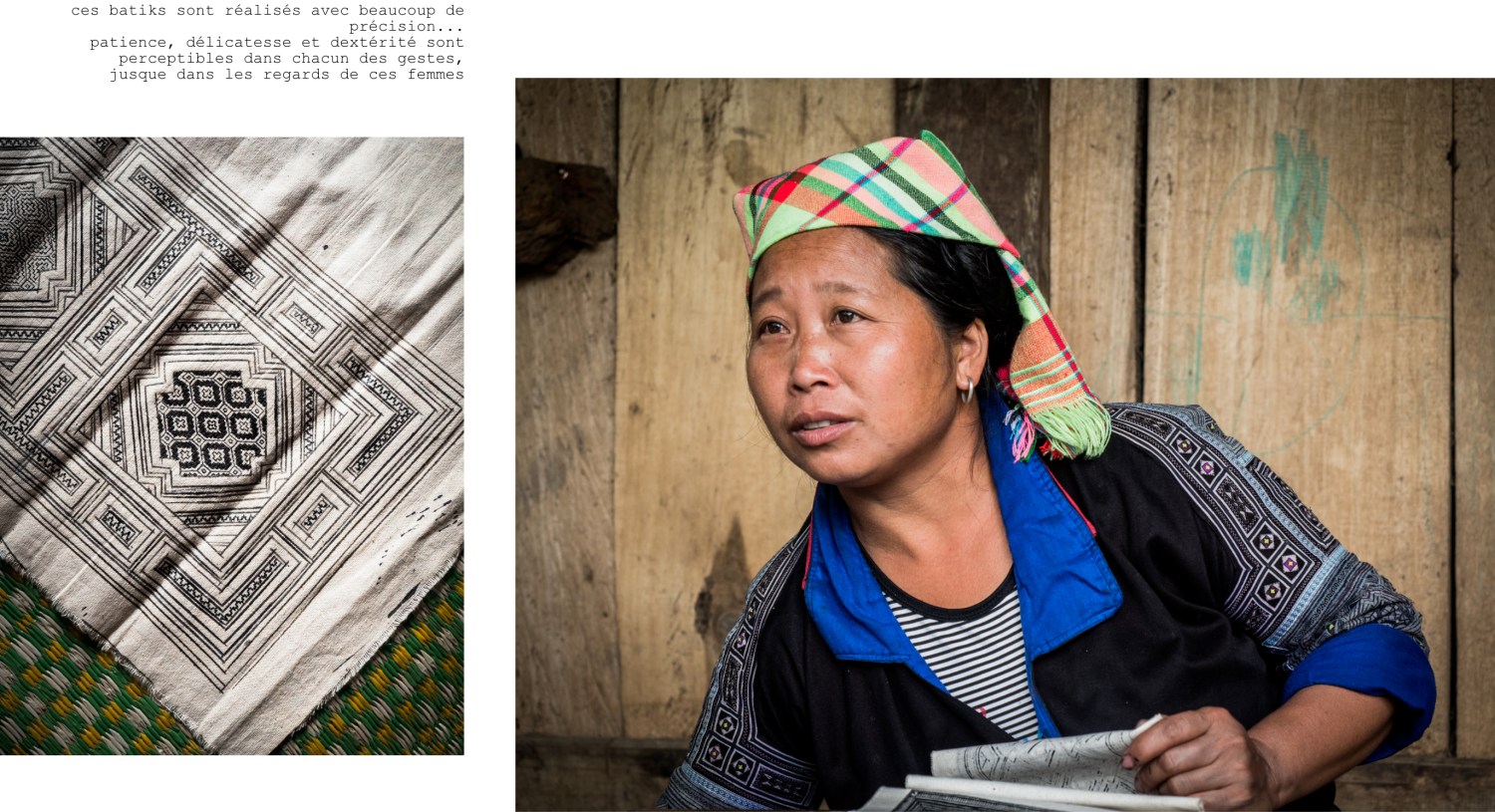 batik, main, indigo, portraits ethniques, vietnam