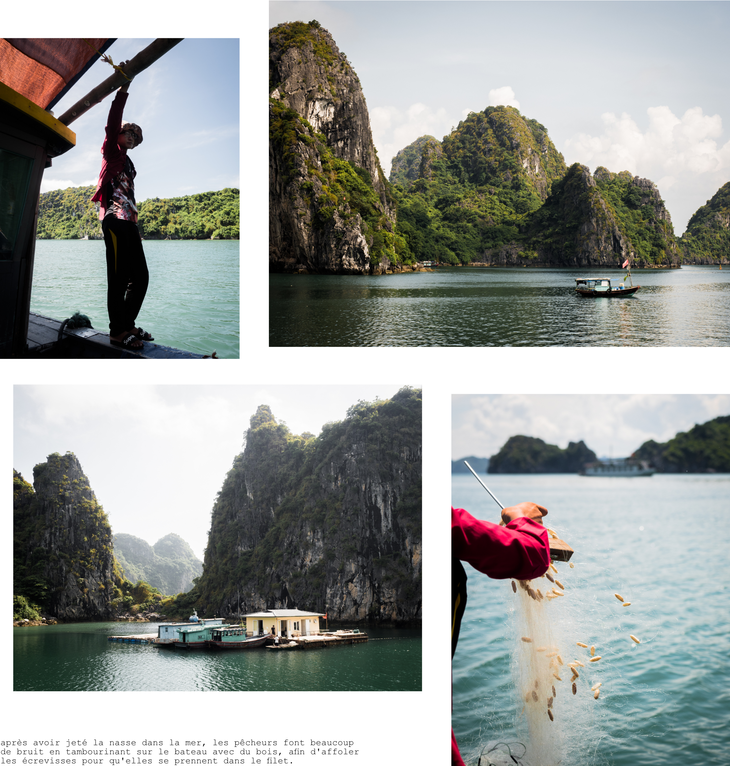 pêcher dans la baie d'halong, vietnam