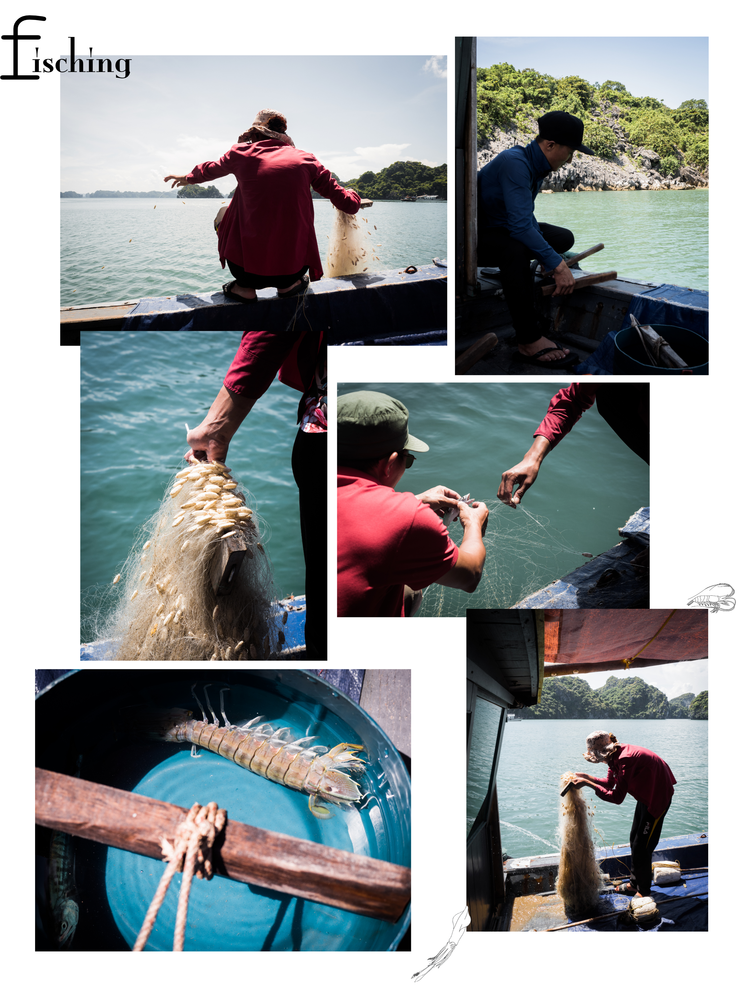pêcher dans la baie d'halong -vietnam