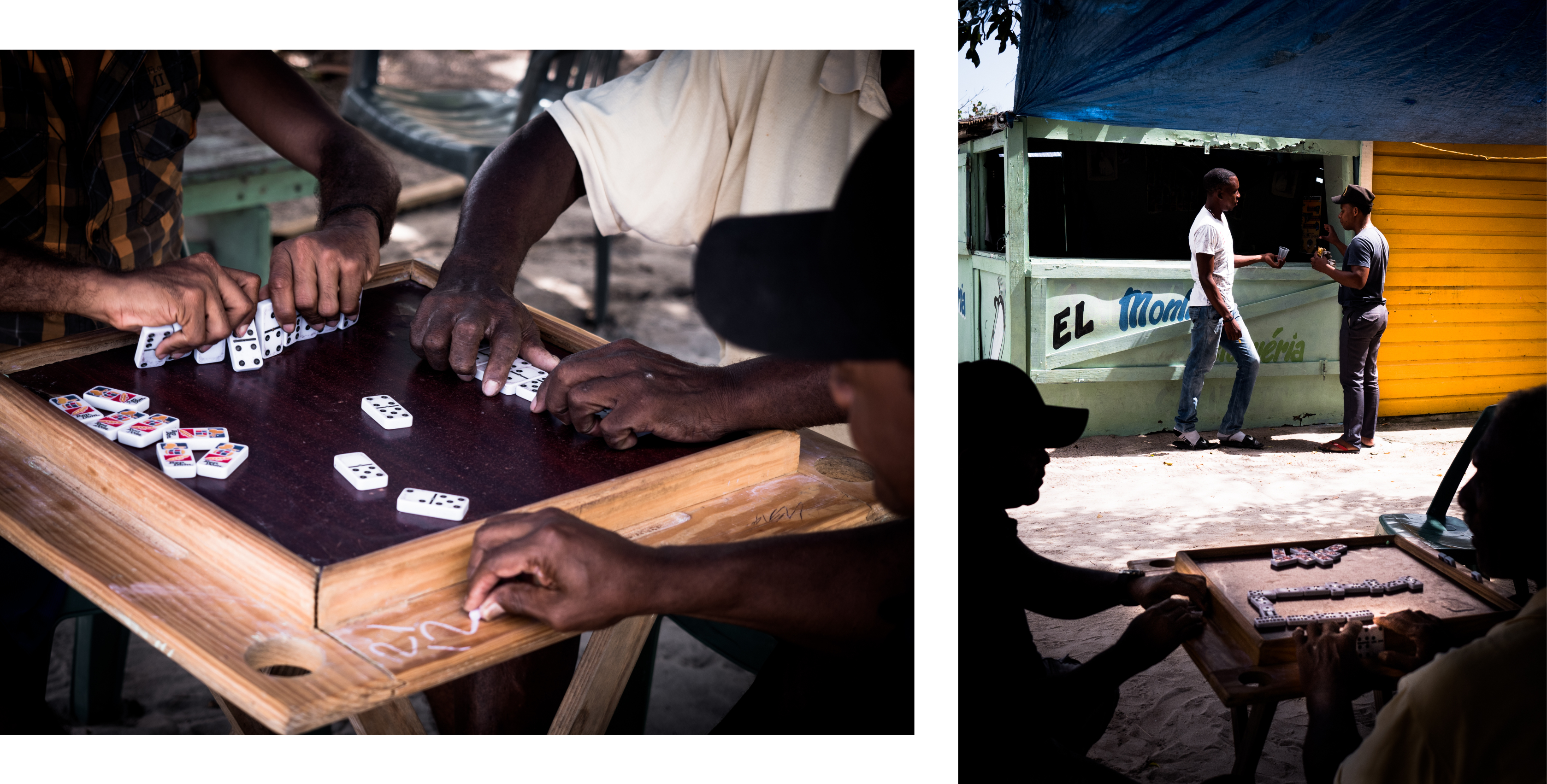 plage caraibes -joueurs de dominos - photo de la mer des caraibes-plage saona republique dominicaine - mano juan
